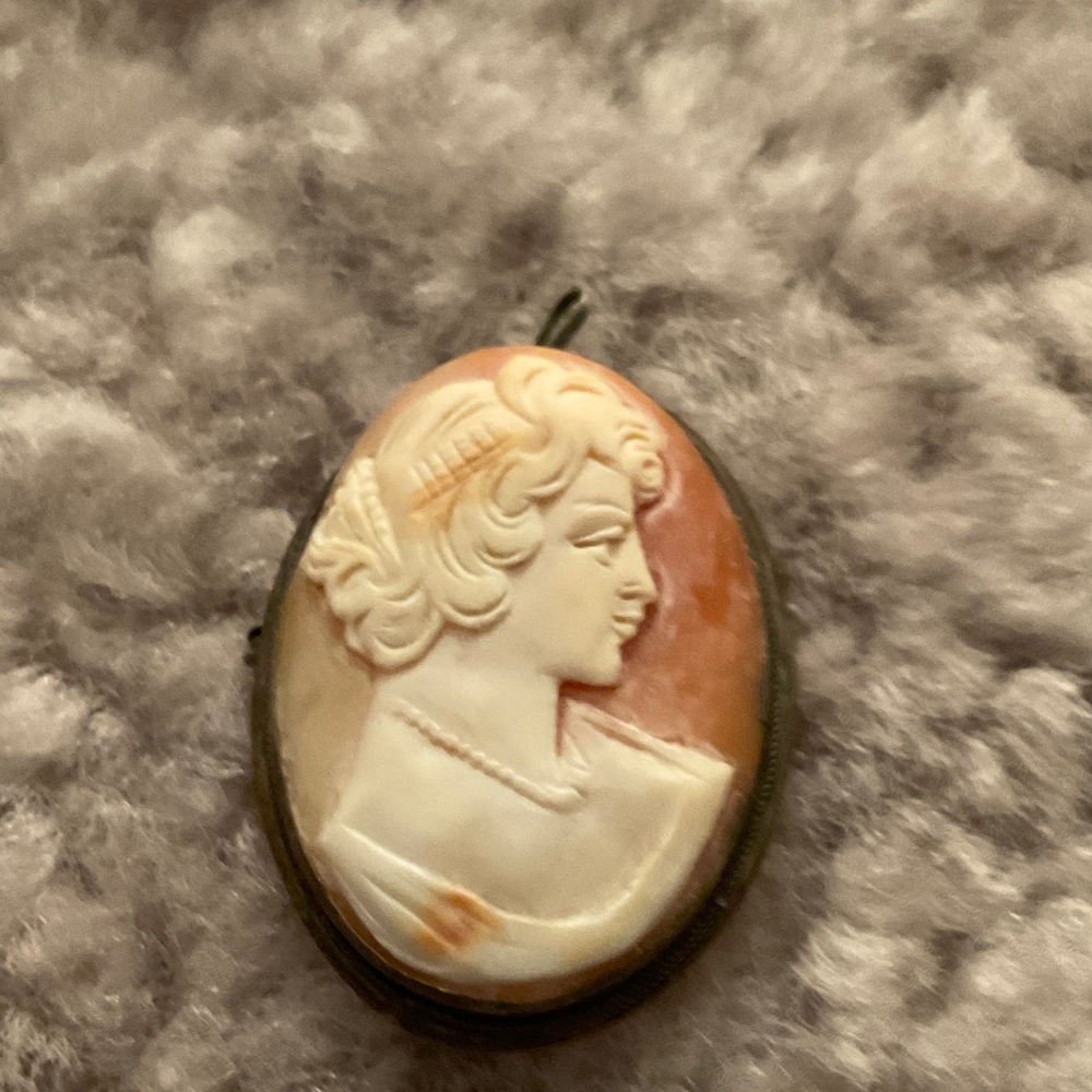 Antique Cameo Brooch in Cream and Pink Stamped Sterling Silver Pendant 🌹🌸❤️